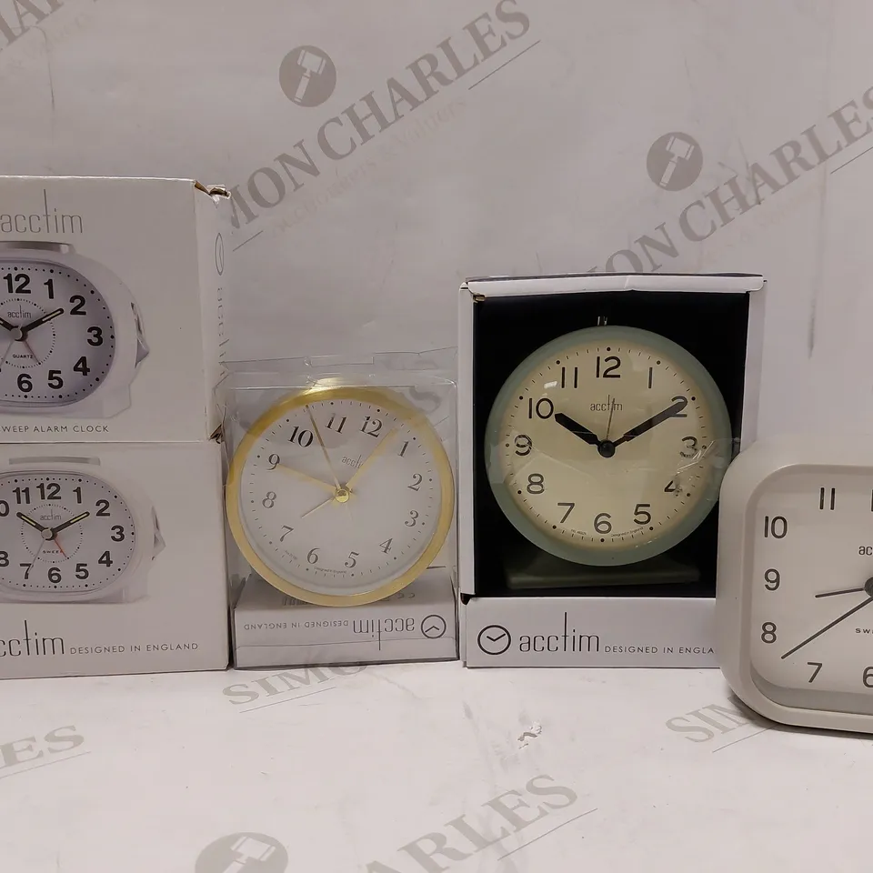 LOT OF APPROX 5 ASSORTED ACCTIM ANALOGUE ALARM CLOCKS 