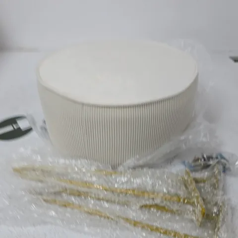 WHITE FLUTED ROUND OTTOMAN