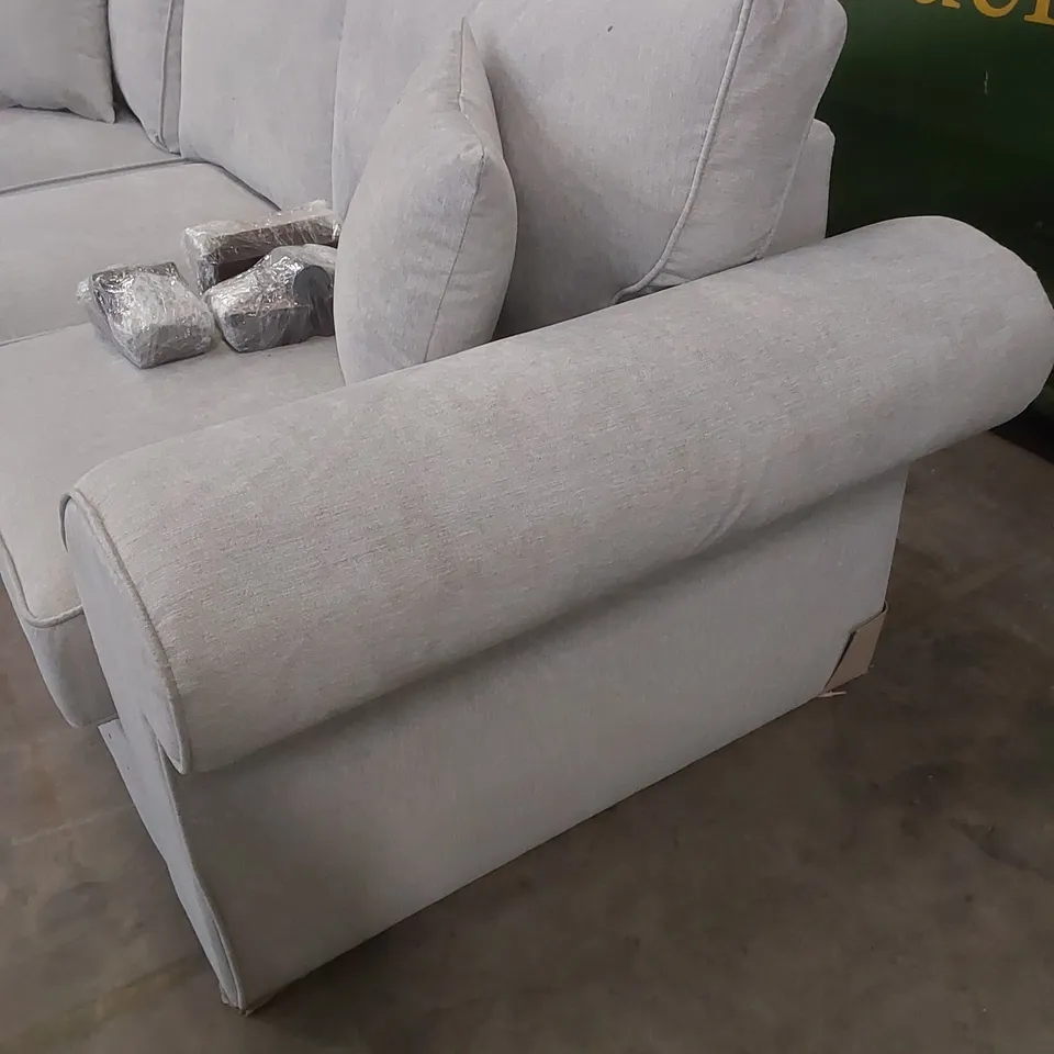 DESIGNER BEATRICE LEFT HAND CORNER FABRIC UPHOLSTERED CHAISE SOFA - LIGHT GREY 