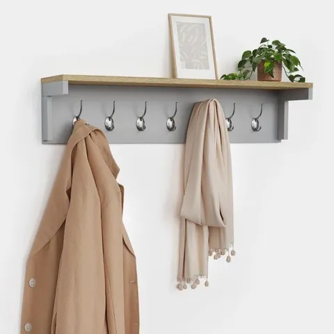 BOXED ASH HALL WALL 7 - HOOK WALL MOUNTED COAT RACK (1 BOX)
