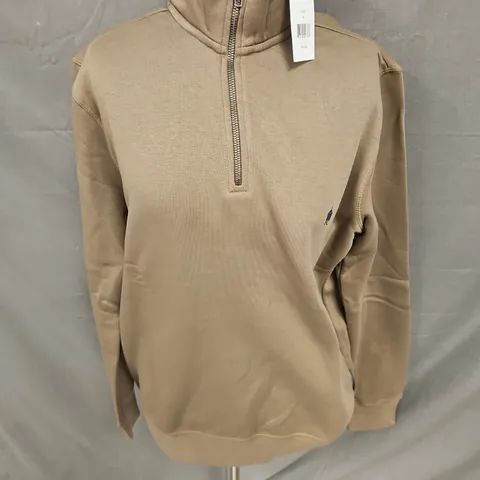 FRENCH CONNECTION HALF ZIP PULLOVER IN KHAKI SIZE M