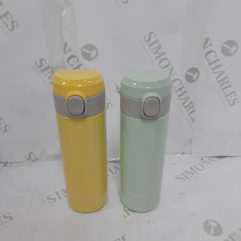 LOCK & LOCK SET OF 2 STAINLESS INSULATED DAILY POP PASTEL WATER BOTTLES