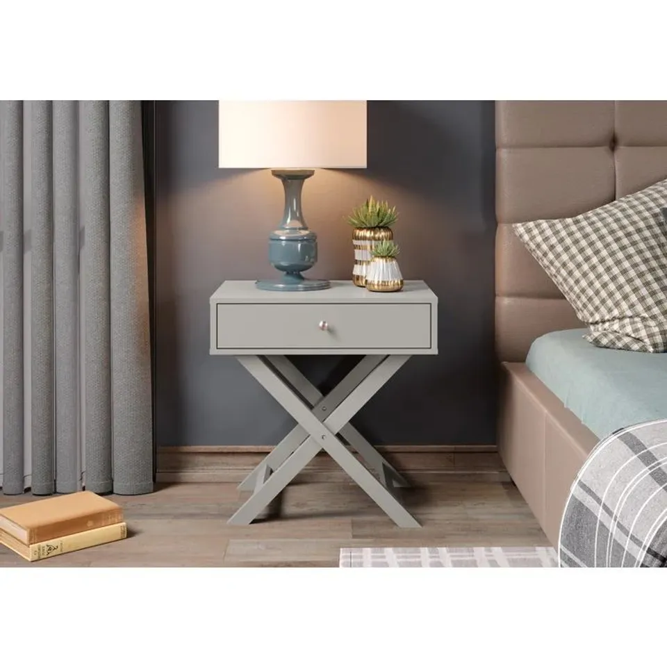 BOXED GARO MANUFACTURED WOOD BEDSIDE TABLE (1 BOX)