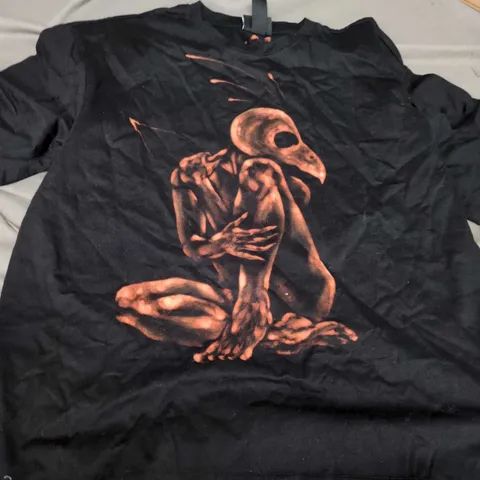 BLACK T-SHIRT WITHBLEACHED SKELETAL BIRD GRAPHIC B – MEN'S, SIZE M