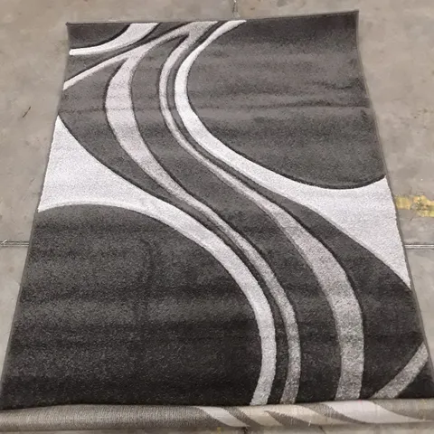 GREY & BLACK ABSTRACT PATTERN AREA RUG 165X120CM APPROX