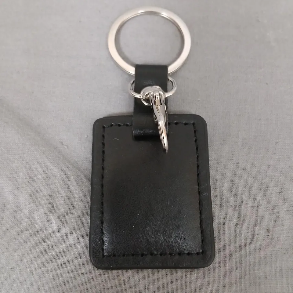 ANTHONY JAMES LEATHER SQUARE KEY RING – BLACK WITH RING & CLIP (SKU A1A001)