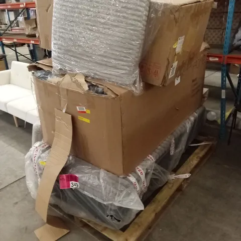 PALLET OF ASSORTED INCOMPLETE OR DAMAGED DESIGNER SOFAS AND SOFA PARTS