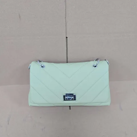 MINT GREEN QUILTED LEATHER HANDBAG WITH CHAIN STRAP 