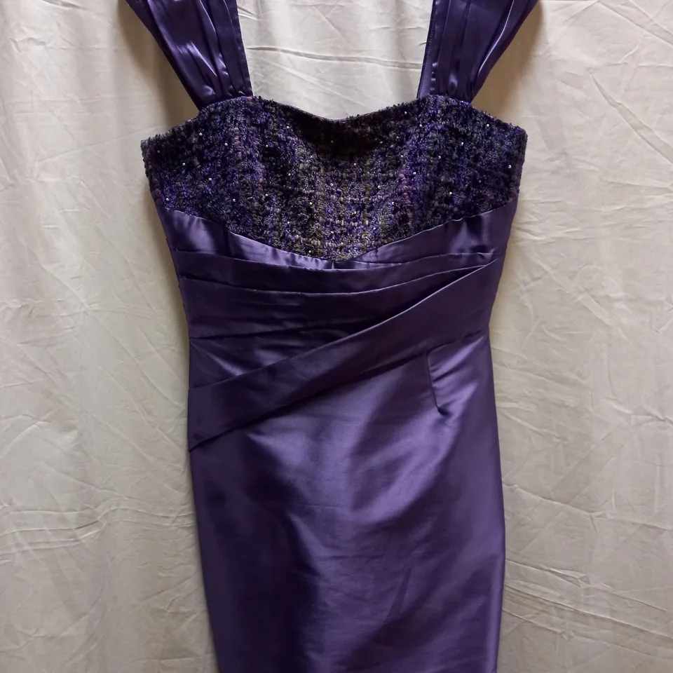MIREIA VESTIDO MORADO MARTY PURPLE SILK DRESS/BLAZER SET - SIZE UK 10 
