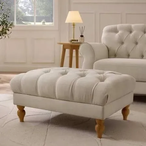 BOXED DUSK HEBDEN POUFFE - CREAM LINEN