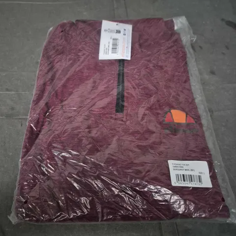 ELLESSE FASANO 1/4 ZIP BURGUNDY MARL – SIZE L 