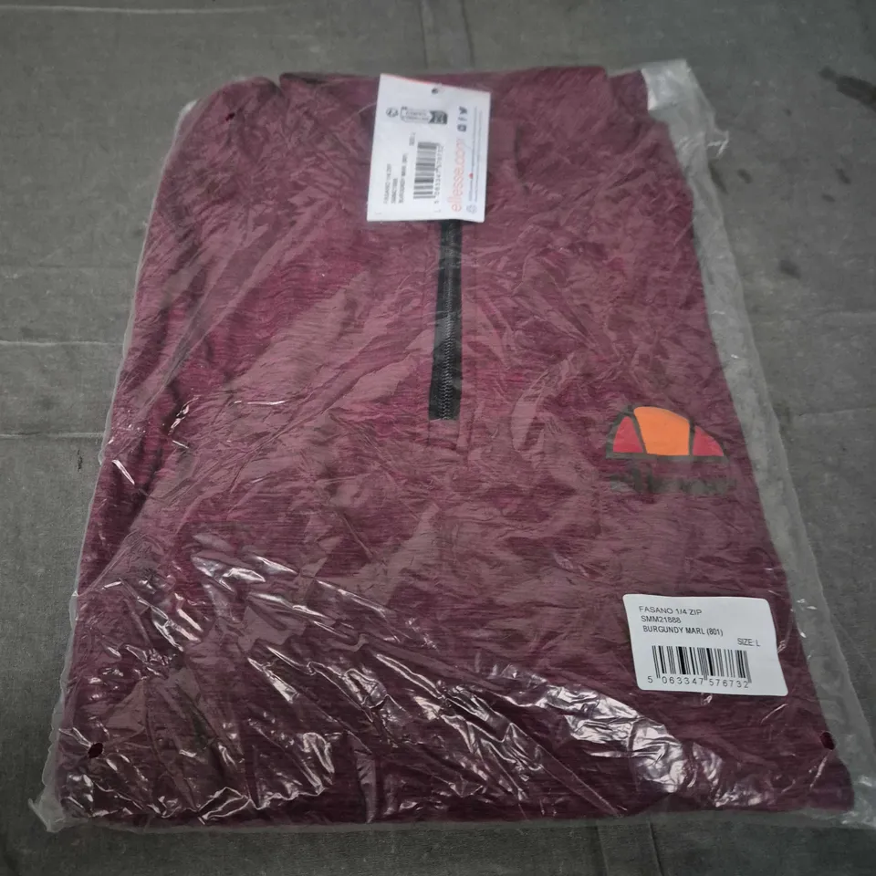 ELLESSE FASANO 1/4 ZIP BURGUNDY MARL – SIZE L 