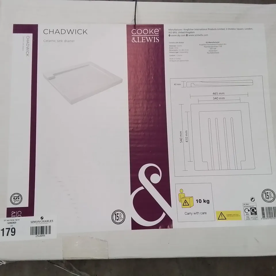 BOXED CHADWICK CERAMIC SINK DRAINER 