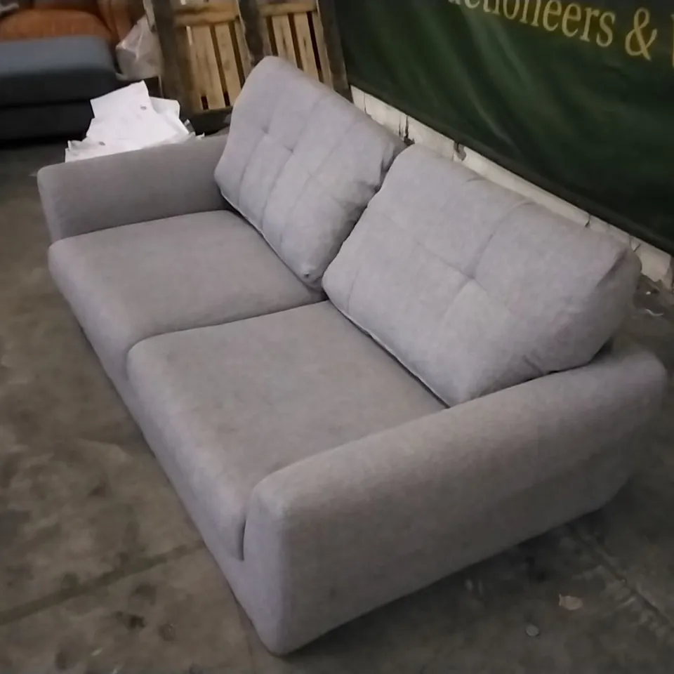 QUALITY DESIGNER LIGHT GREY FABRIC 2 SEATER SOFA