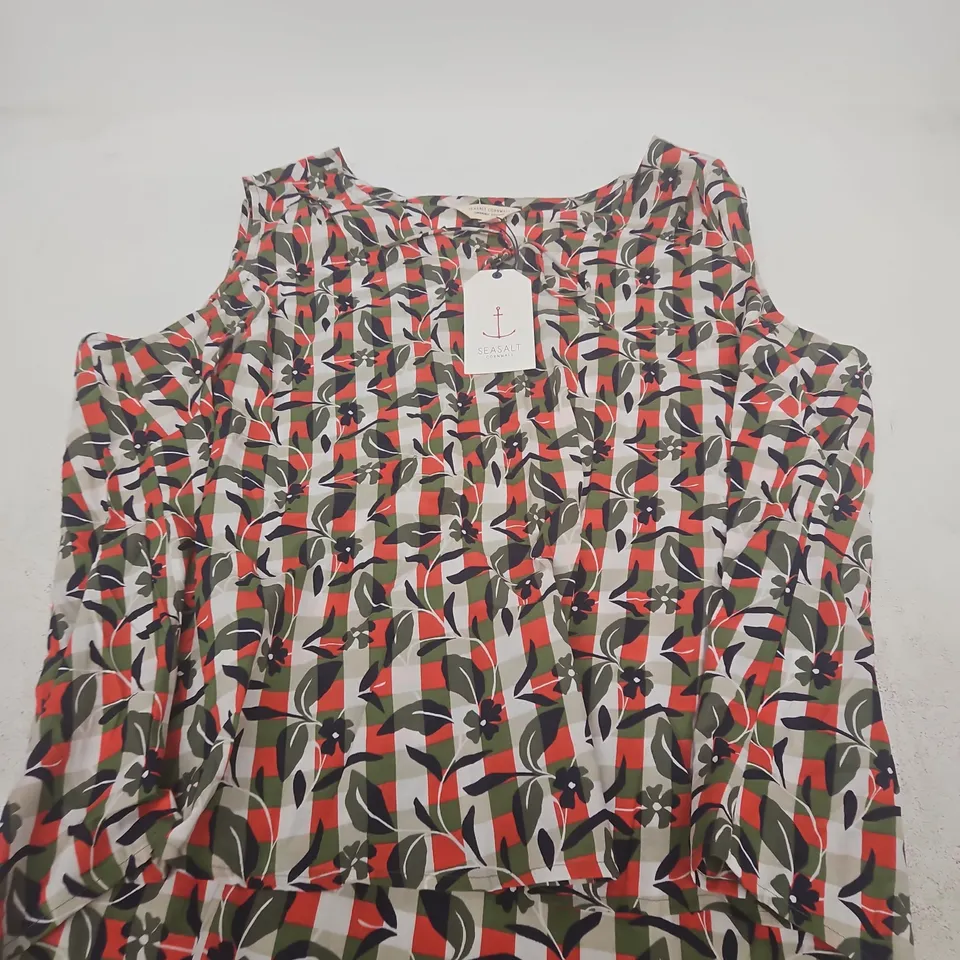 SEASALT CORNWALL WOMEN'S ORGANIC COTTON TOP – SLEEVELESS PRINTED BLOUSE, UK 20