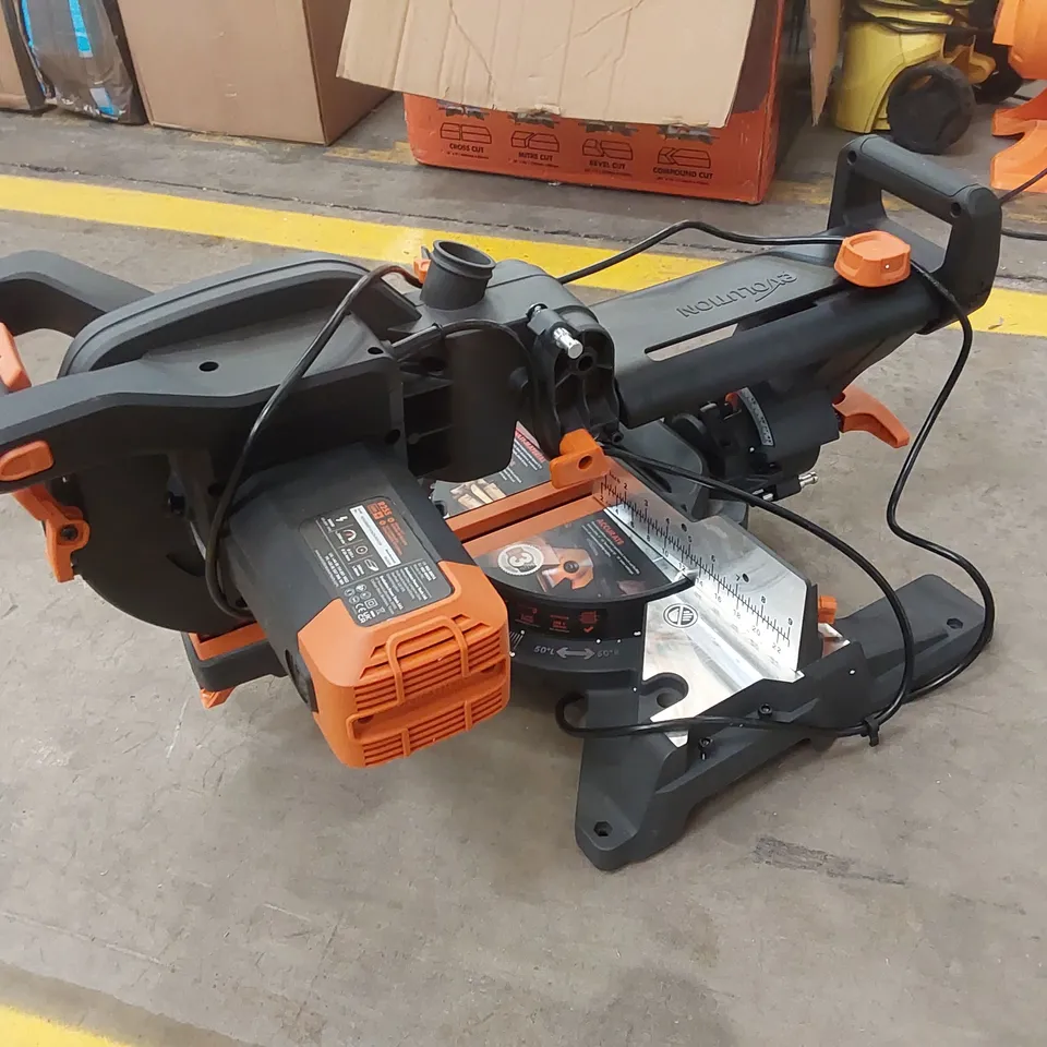 BOXED EVOLUTION R255SMS-DB+ PRO-PACK 255mm MULTI-MATERIAL DOUBLE BEVEL SLIDING MITRE SAW