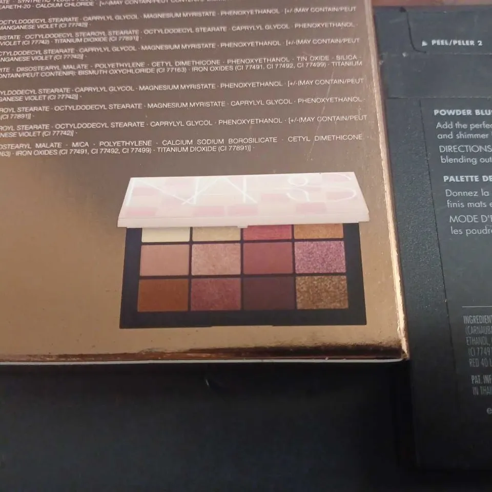 LOT OF 3 ASSORTED NARS EYESHADOW PALETTE, SEPHORA GLEAMING STONES PALETTE AND E.L.F. BLUSH PALETTE