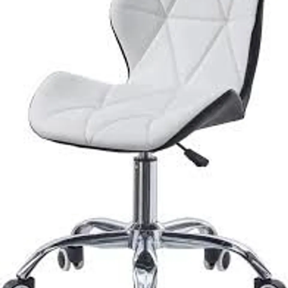 BOXED WHITE AND BLACK FAUX LEATHER SWIVEL CHAIR