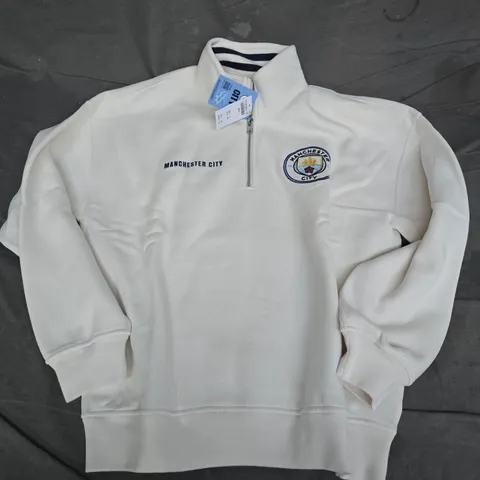 ABECROMBIE & FITCH MANCHESTER CITY FC OFFICIAL MERCHANDISE JACKET – WHITE ZIP-UP, SIZE S
