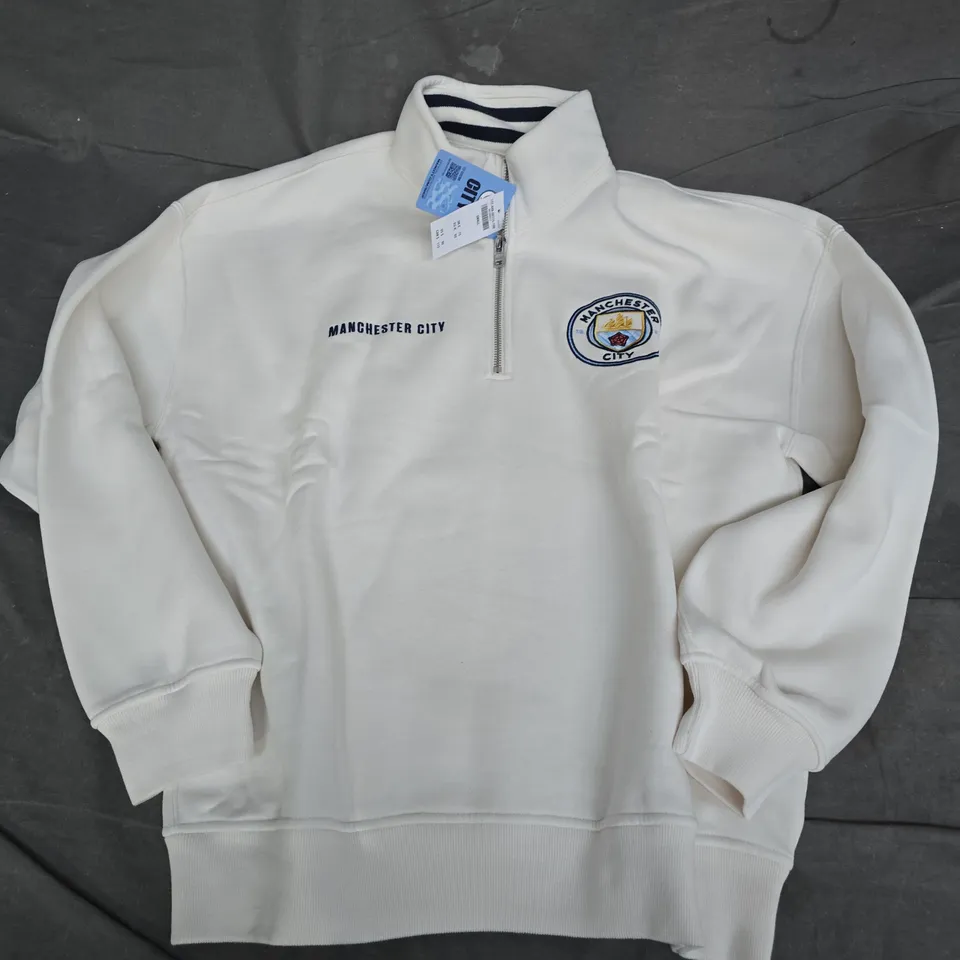 ABECROMBIE & FITCH MANCHESTER CITY FC OFFICIAL MERCHANDISE JACKET – WHITE ZIP-UP, SIZE S