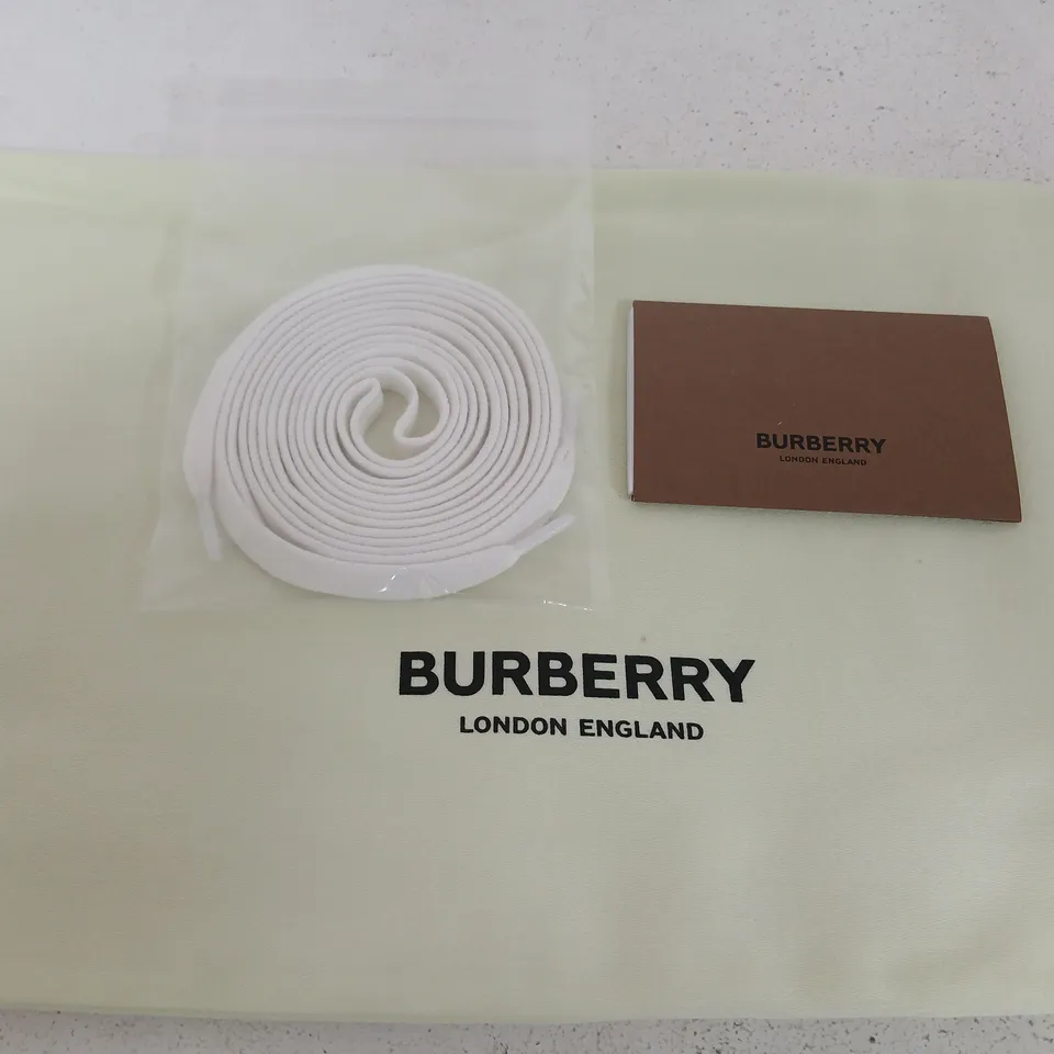 BURBERRY LOW TOP SNEAKERS – OPTIC WHITE, UK 8.5 (EU 42.5), BOXED