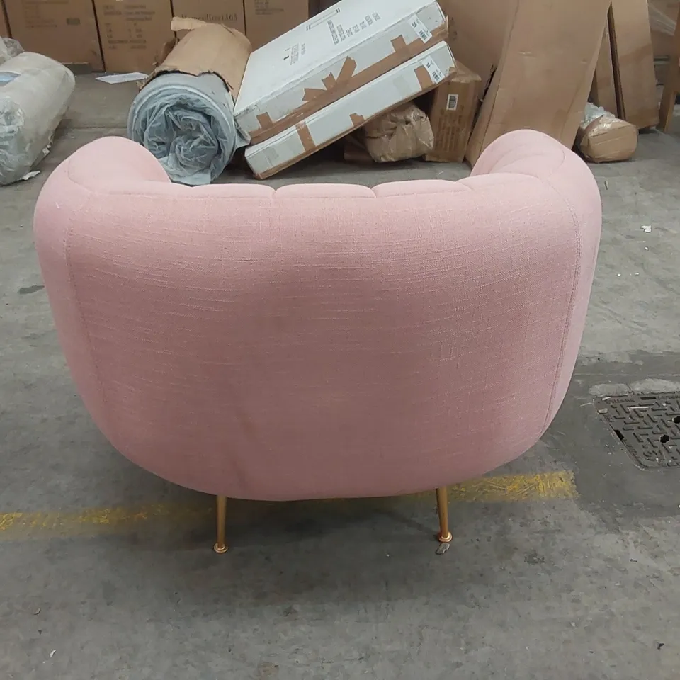 DESIGNER PINK FABRIC UPHOLSTERED ARM CHAIR