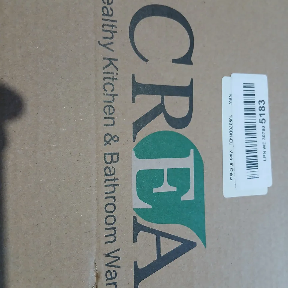 CREA BRUSHED STAINLESS STEEL KITCHEN FAUCET WITH GOOSENECK SPOUT AND PULL-DOWN SPRAY – BOXED 