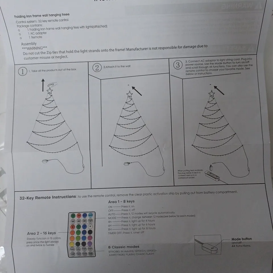 BOXED HOME REFLECTIONS INDOOR OUTDOOR PRE-LIT WALL MOUNTABLE TREE 5FT