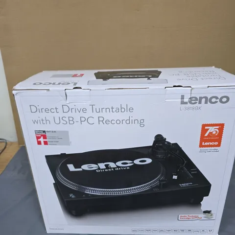 LENOVO DIRECT DRIVE TURNTABLE L-3818BK – USB-PC RECORDING, BOXED