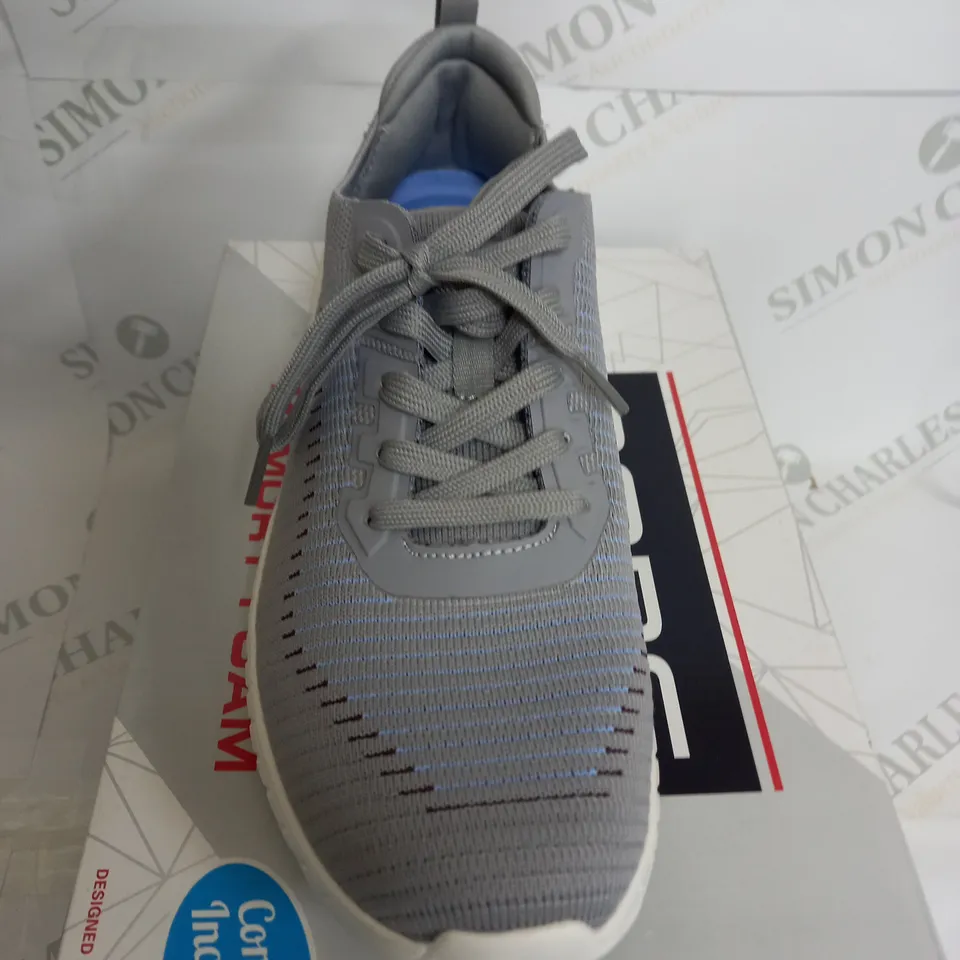 BOBS SPORT FROM SKETCHERS WITH MEMORT FOAM IN GREY AND BLUE - SIZE 7