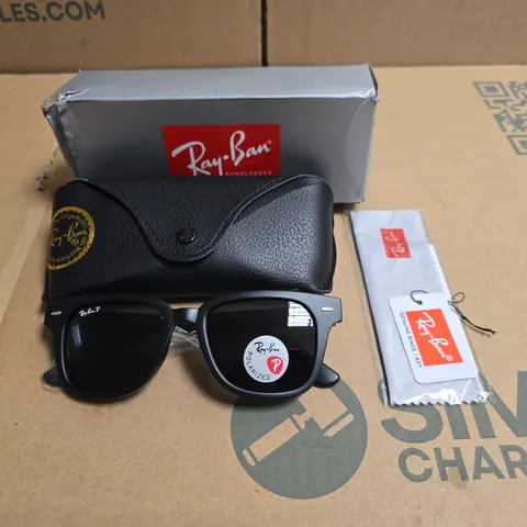 RAY-BAN WAYFARER SUNGLASSES - BLACK, POLARIZED (WITH CASE, BOX & CLEANING CLOTH)