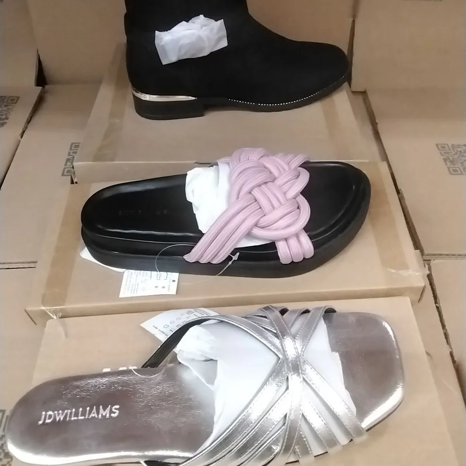 PALLET OF BRAND NEW WOMENS QUALITY DESIGNER SHOES APPROXIMATELY 80 TO INCLUDE; BOOTS, SANDALS, FLIP FLOPS ETC