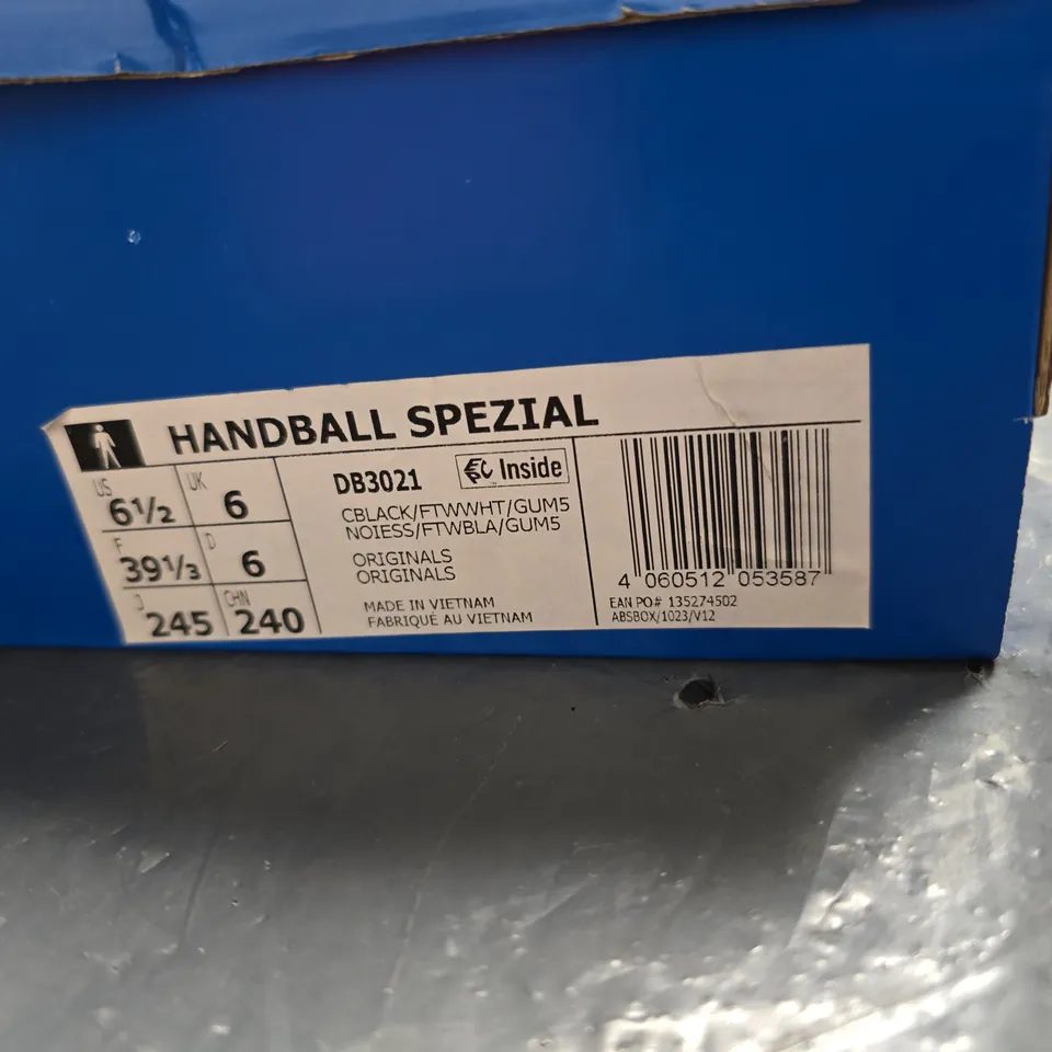 ADIDAS HANDBALL SPEZIAL SNEAKERS - BLACK SUEDE, UK 6