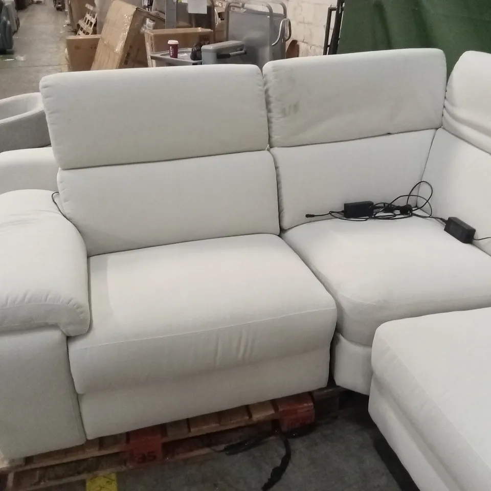 QUALITY DESIGNER ITALIAN MADE RICCARDO ELECTRIC RECLINER FABRIC CORNER SOFA - CASHMERE