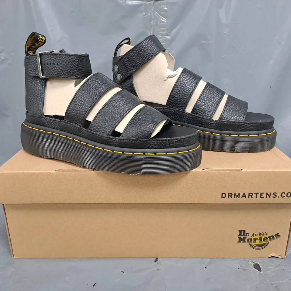 BOXED PAIR OF DR MARTENS CLARISSA II QUAD SANDALS IN BLACK SIZE UK 6
