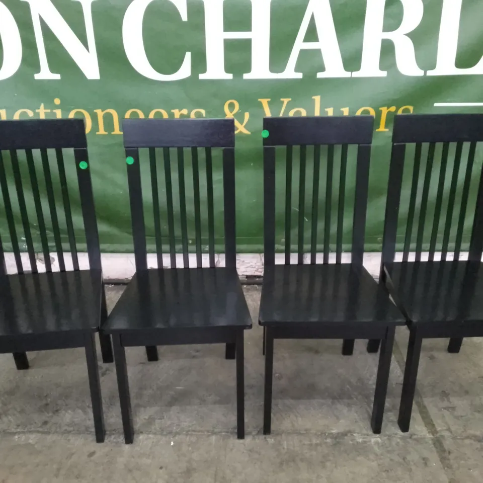 SET OF 4 OXFORD BLACK WOOD DINING CHAIRS 