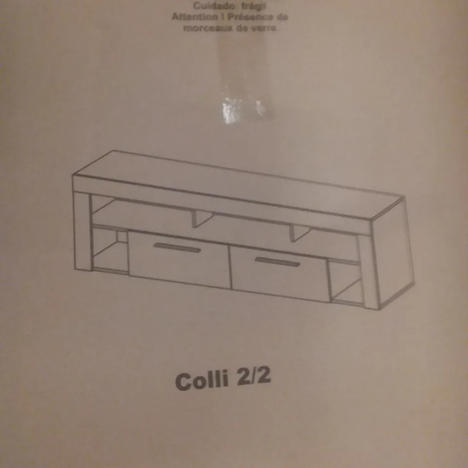 BOXED ARTISAN OAK/WHITE TV UNIT (2 BOXES)