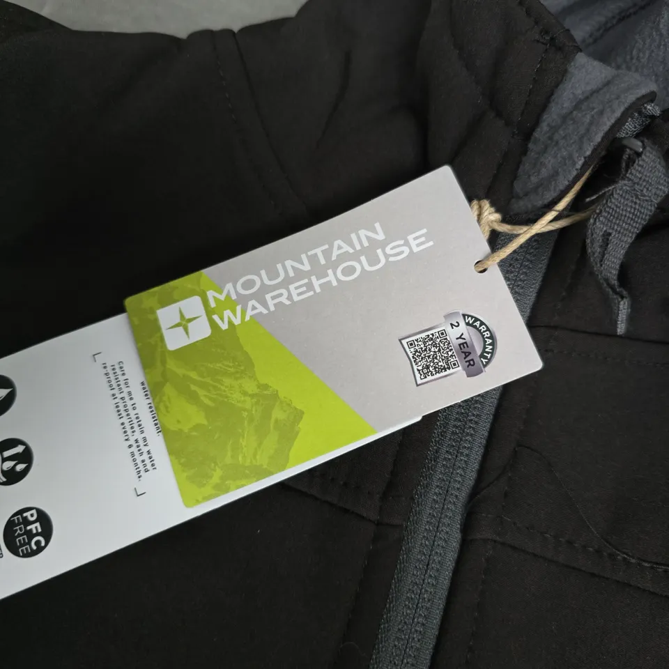 MOUNTAIN WAREHOUSE KIDS WATER RESISTANT SOFTSHELL JACKET – BLACK, 11-12 YEARS
