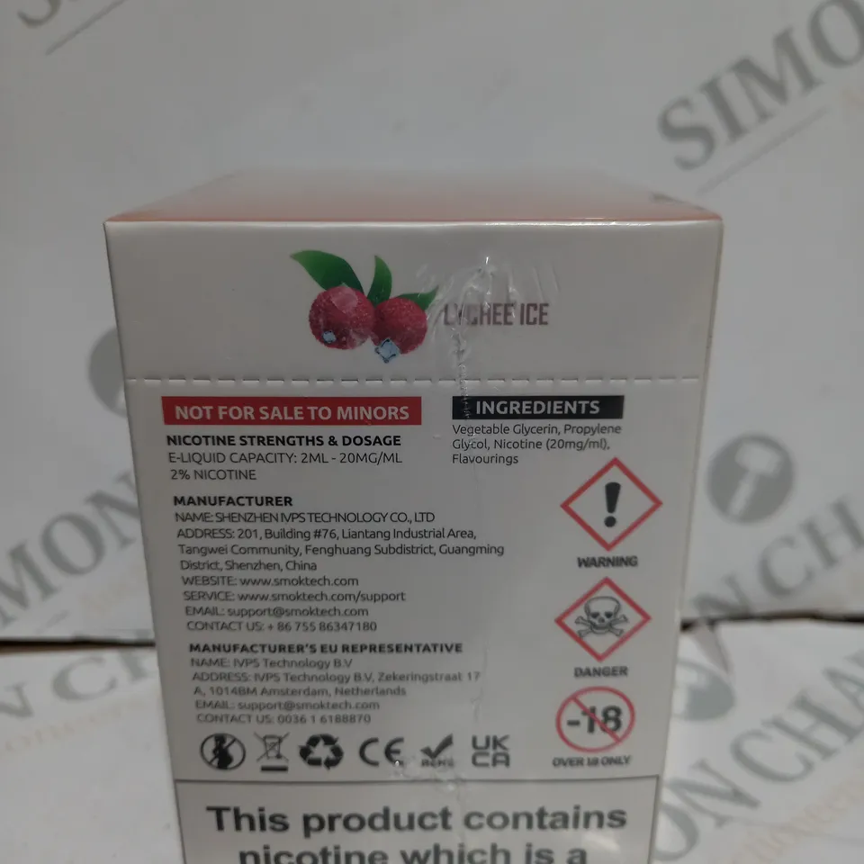 BOXED CELLOPHANE-WRAPPED PACK OF TEN SMOK VVOW DISPOSABLE VAPES - LYCHEE ICE 