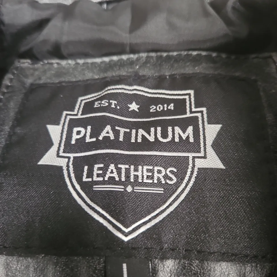 PLATINUM LEATHERS LEATHER JACKET – BLACK, SIZE L (LABELLED)
