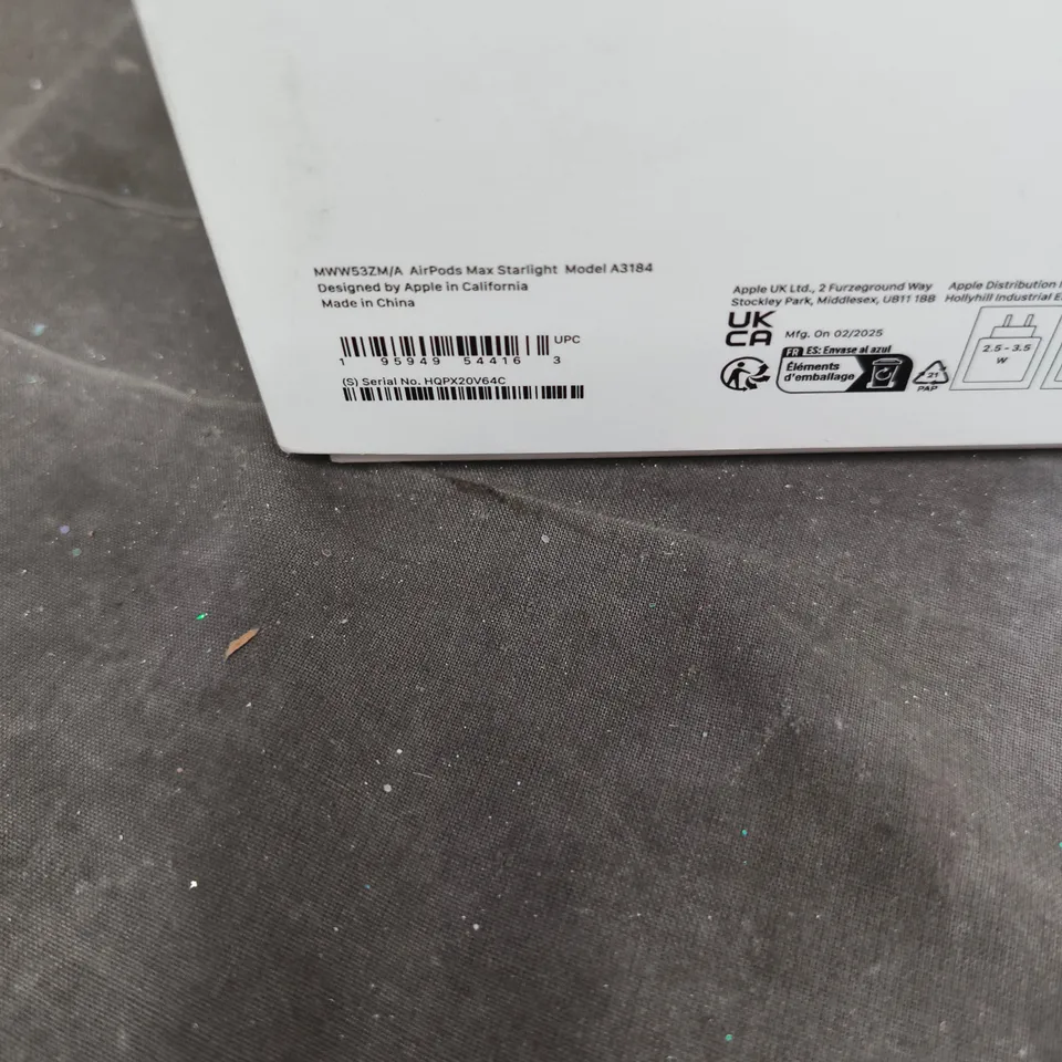 APPLE AIRPODS MAX STARLIGHT MODEL A3184 BOXED