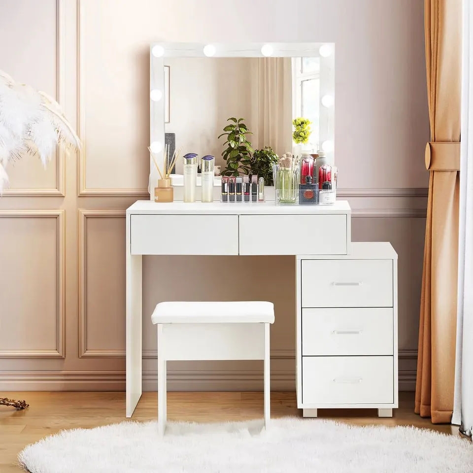 BOXED AURORA LED LIGHTS VANITY DRESSING TABLE SET