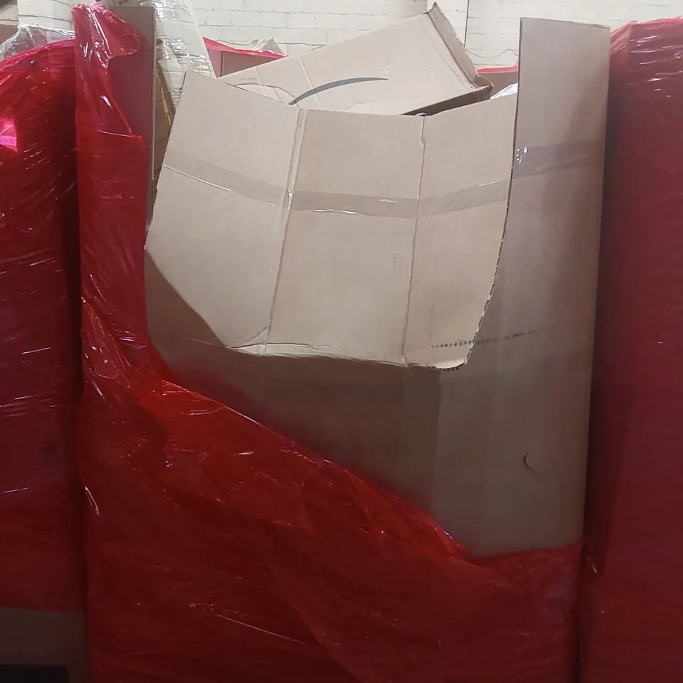 PALLET CONTAINING A VERY LARGE QUANTITY OF ASSORTED ITEMS INCLUDING: MANSADER PARASOL, HIKING BACKPACK, SLIDEAWAY STORAGE SOLUTION ECT