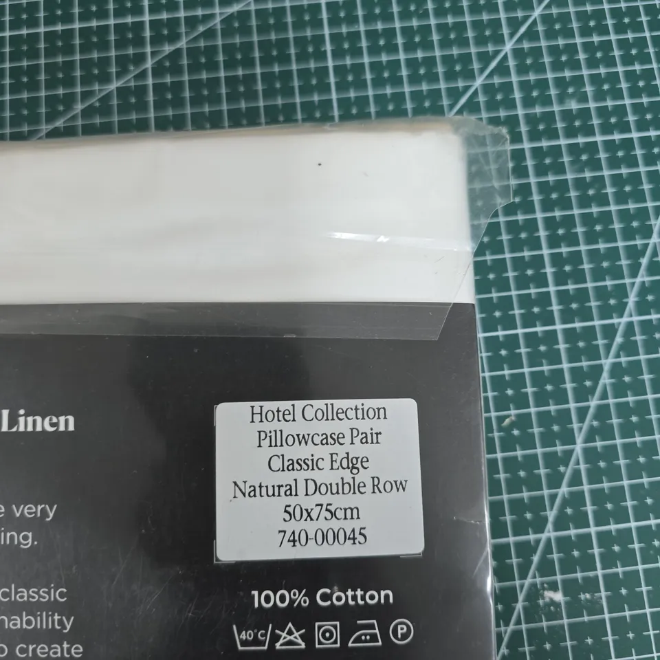 FEATHER & BLACK HOTEL COLLECTION PILLOWCASE PAIR – CLASSIC EDGE, NATURAL, 50X75 CM