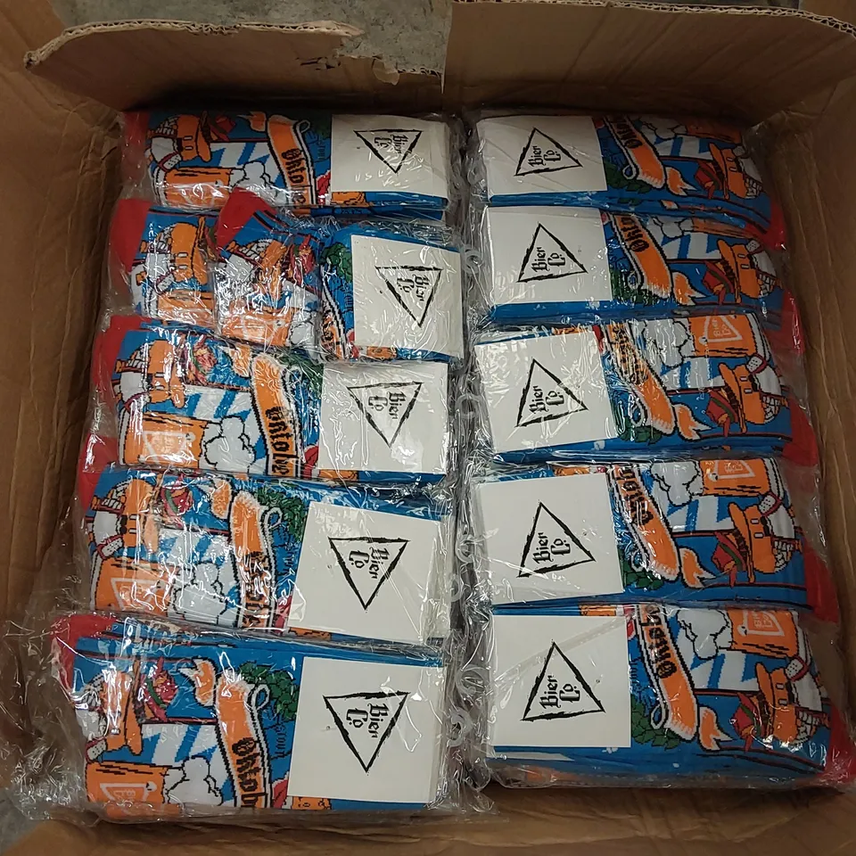 BOX OF BRAND NEW BIER CO OKTOBERFEST SOCKS // APPROXIMATELY 320 PAIRS (1 BOX)