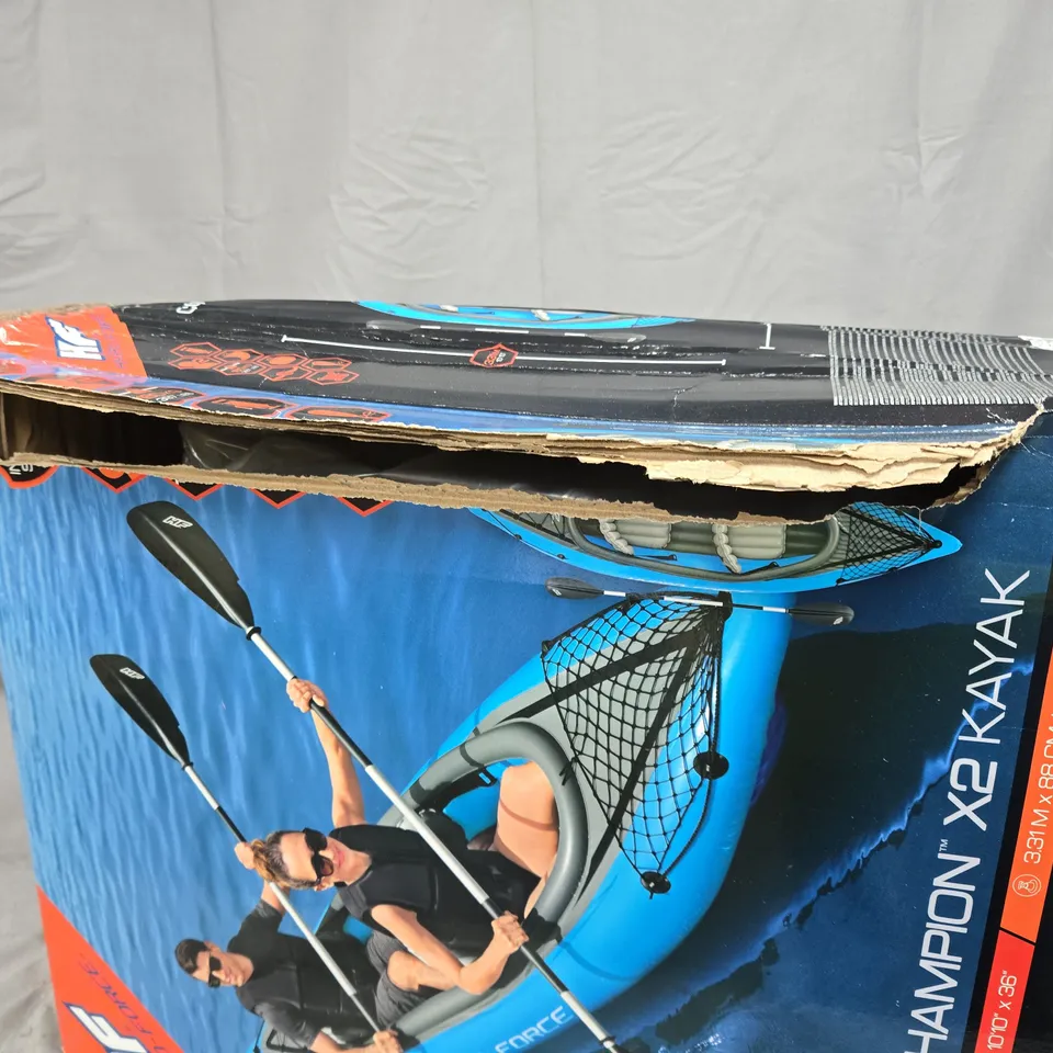 BOXED BESTWAY HYDRO-FORCE COVE CHAMPION X2 KAYAK – INFLATABLE TWO-PERSON KAYAK