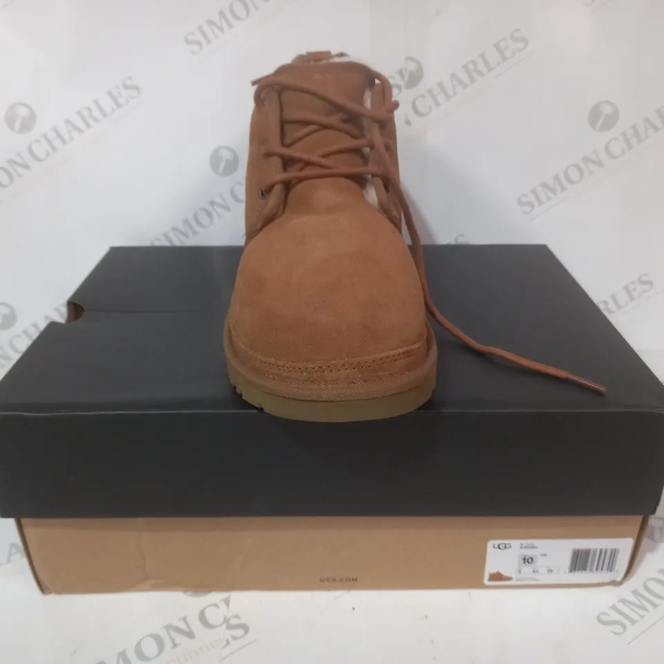 BOXED PAIR OF UGG NEUMEL SHOES IN CHESTNUT UK SIZE 9