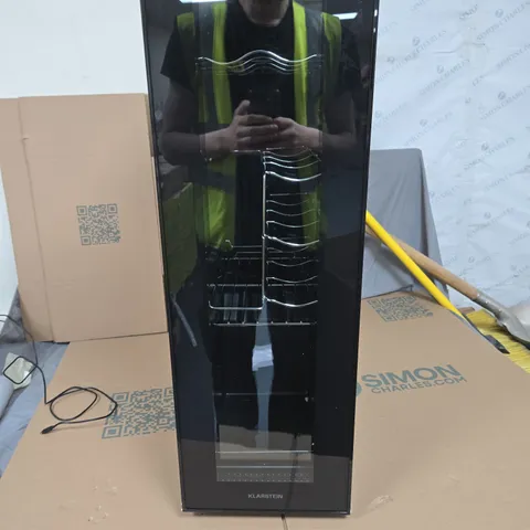 KLARSTEIN WINE COOLER – BLACK GLASS-FRONTED FREESTANDING WINE FRIDGE