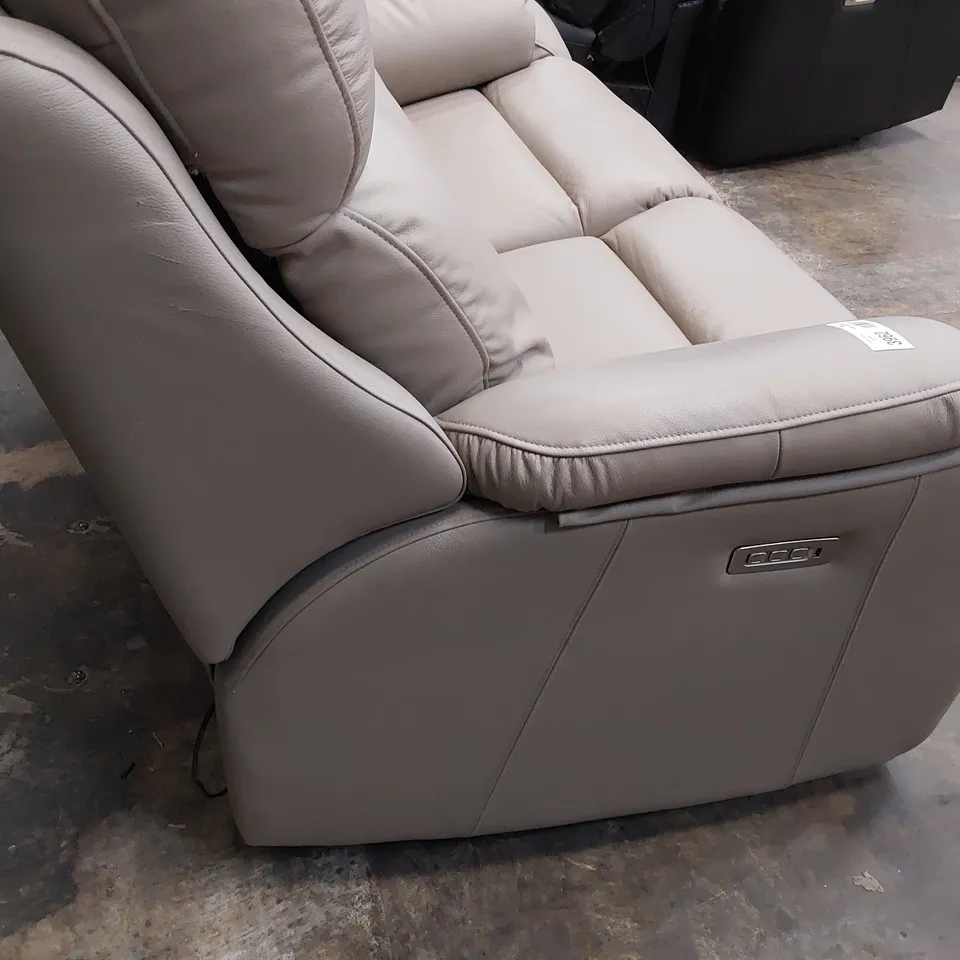 QUALITY BRITISH DESIGNER G PLAN KINGSBURY POWER RECLINING TWO SEATER SOFA OXFORD MUSHROOM LEATHER 