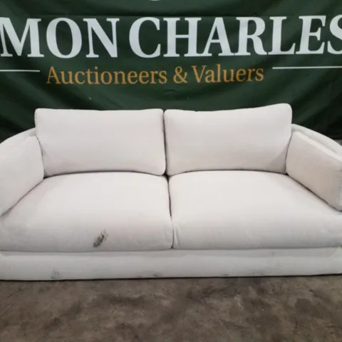 QUALITY DESIGNER MONZO 2 SEATER SOFA - WHITE FABRIC